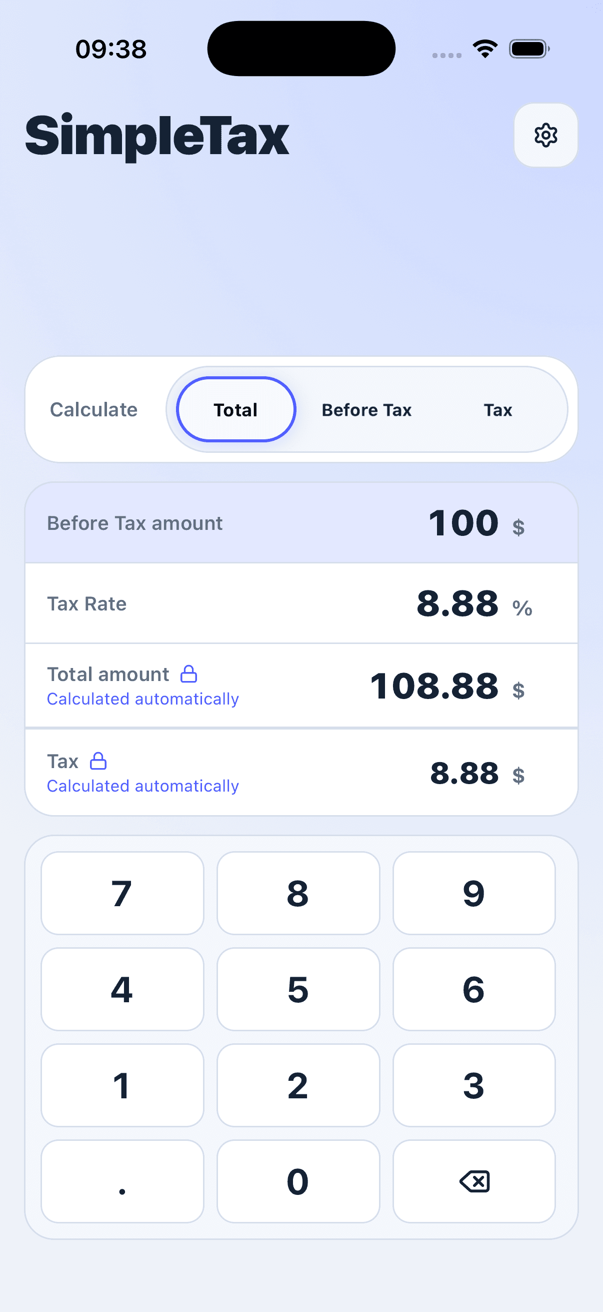 SimpleTax calculating a total from a Before Tax amount and Tax Rate
